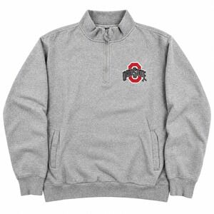 Ohio State Buckeyes Stadium Athletics 1/4 Zip Sweatshirt Mens L Gray Embroidered